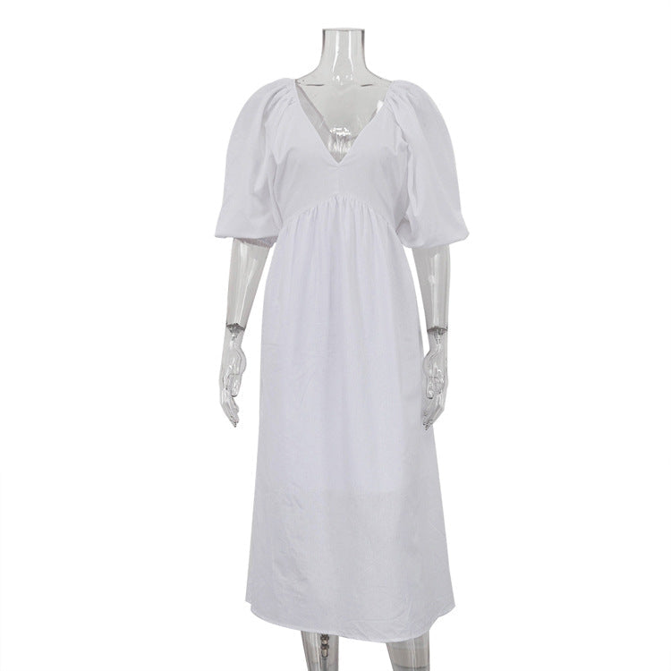Cotton Hollow Backless Casual Maxi Dress
