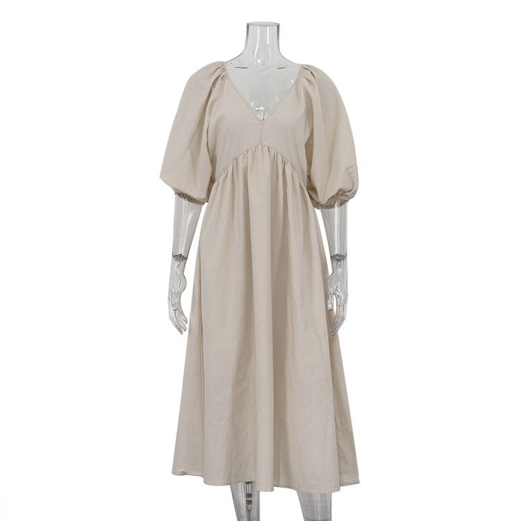 Cotton Hollow Backless Casual Maxi Dress