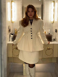 White Pleated A-line Coat
