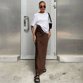 Satin Black Trumpet Office Long Skirt