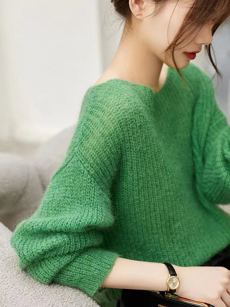 Sheer Knit Loose Cashmere Sweater