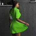 Solid Short Sleeve Casual Mini Skirt
