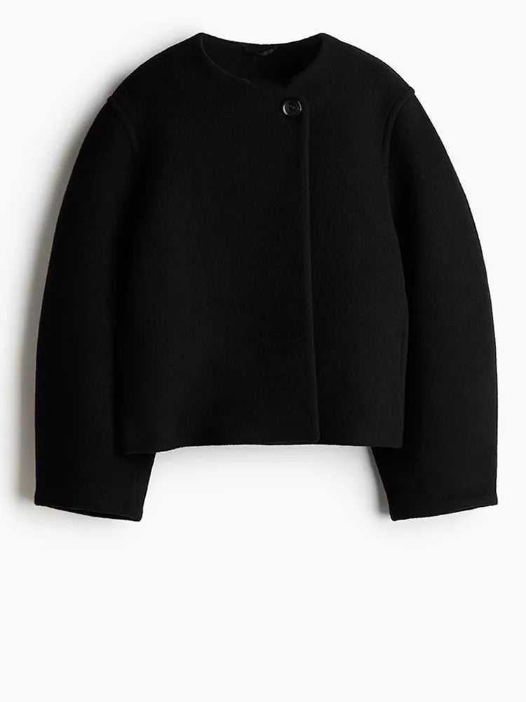 White Long Sleeve Wool Coat
