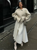 White Long Sleeve Wool Coat