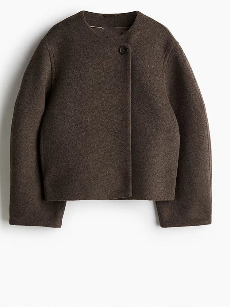 White Long Sleeve Wool Coat
