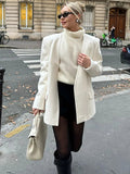 White Dual Pocket V-neck Coat