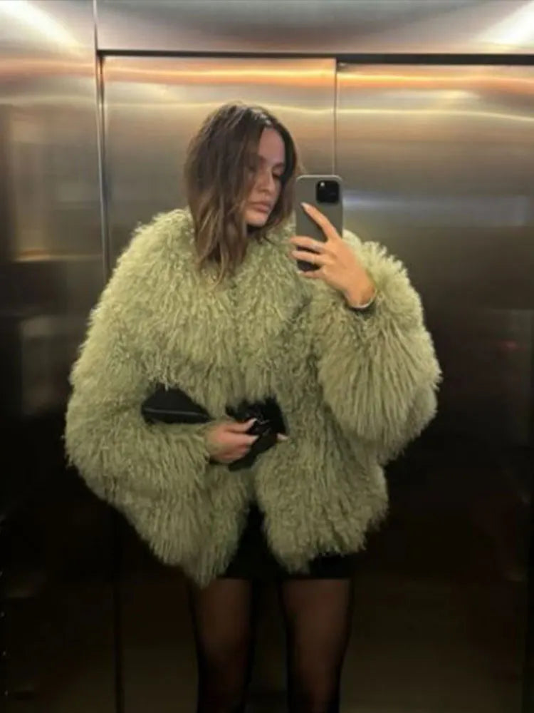 White Cropped Warm Coat