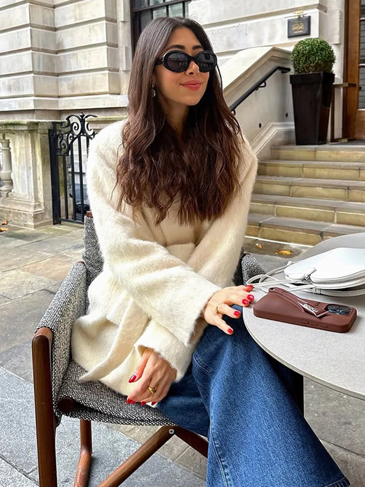 White Short Wool Blend Coat