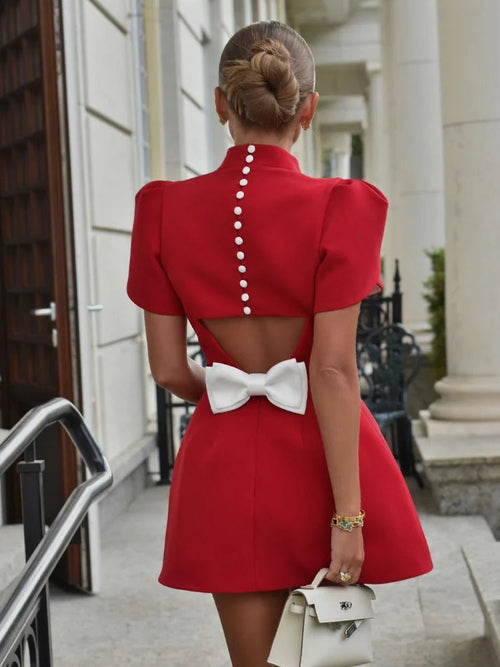 Bow Shoulder Formal Chic Party Dress