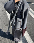 Contrast Stitch Wool Coat