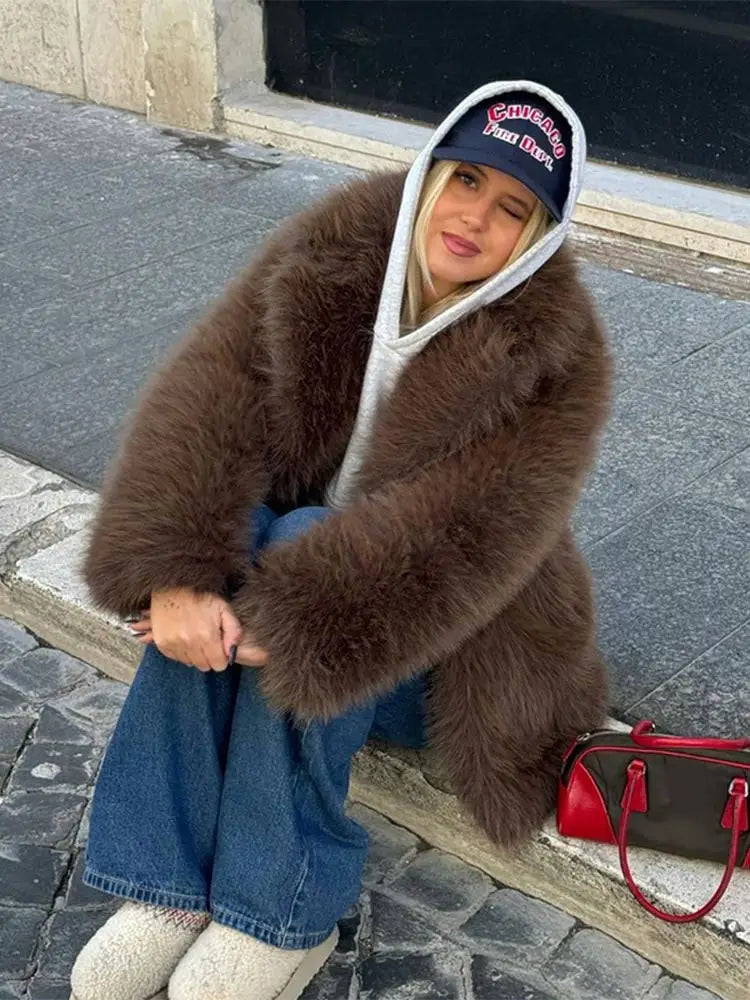 High Neck Fuzzy Winter Coat