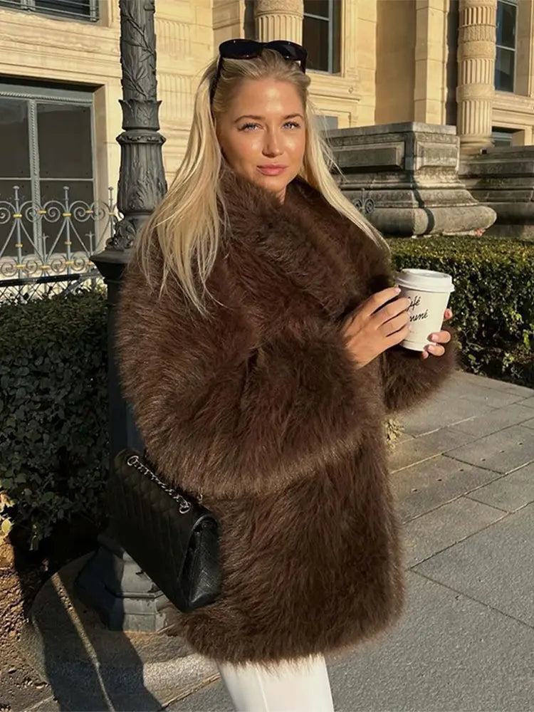 High Neck Fuzzy Winter Coat