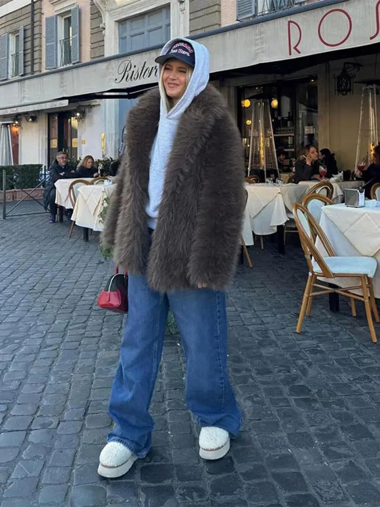 High Neck Fuzzy Winter Coat