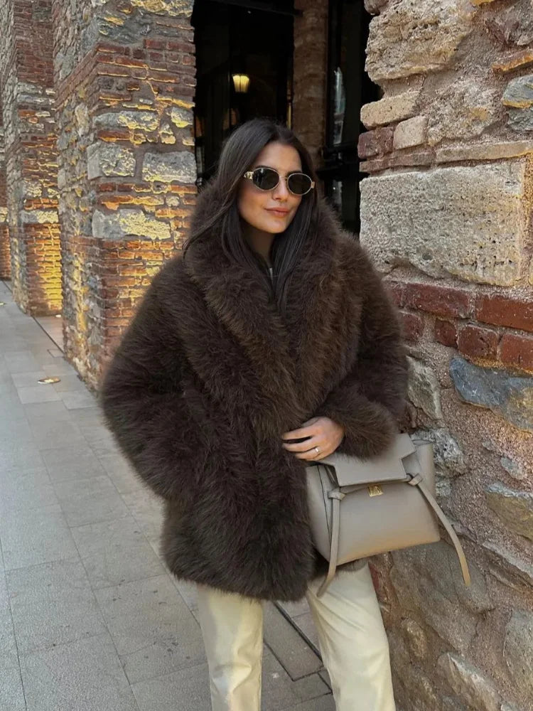 High Neck Fuzzy Winter Coat