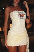 Lemon Strapless Lace Graceful Mini Dress