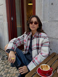 Large Checked Woolen Bomber Coat