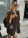 Brown Double Pocket Blazer Mini Coat