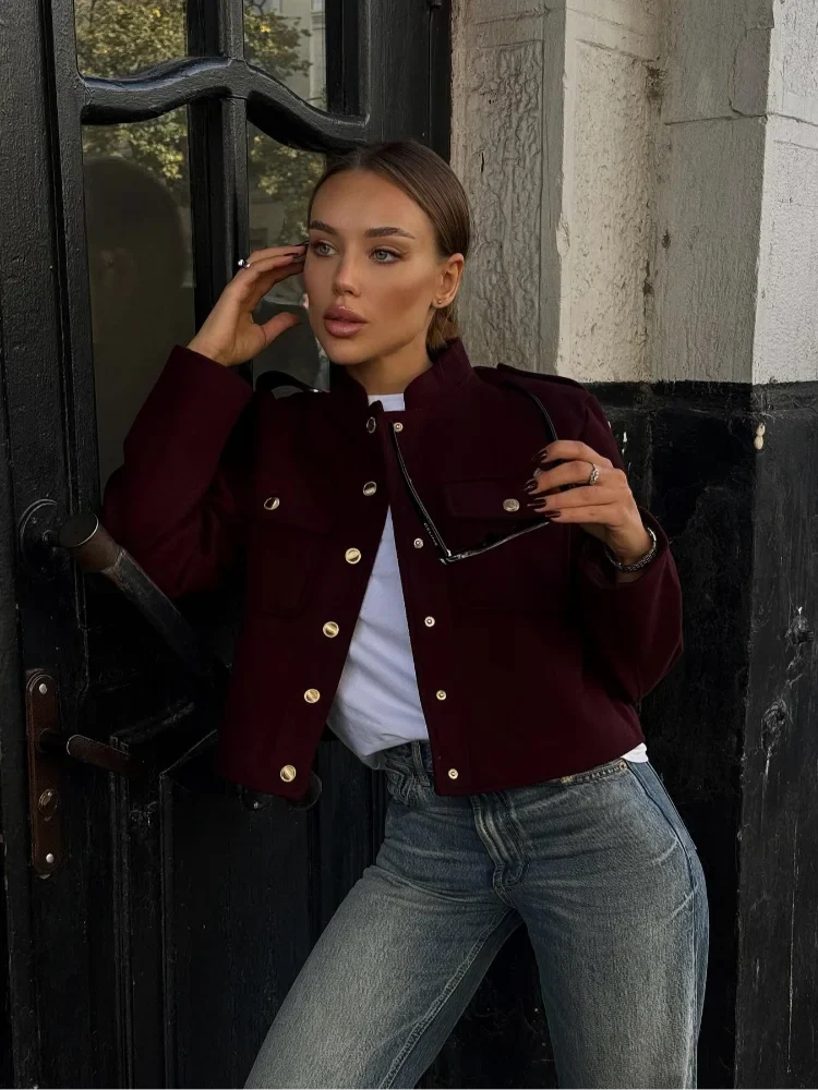 Wine Red Single Button Suit Coat