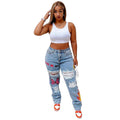Heart Cutout Ripped High Waist Baggy Jean