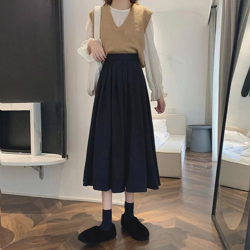 Korean College Thick A-line Skirt