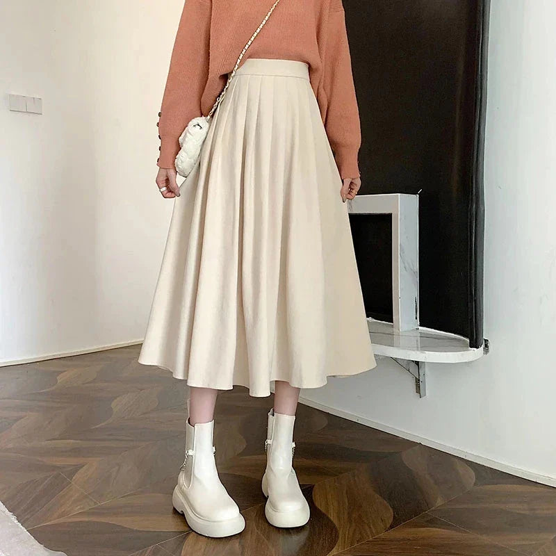 Korean College Thick A-line Skirt