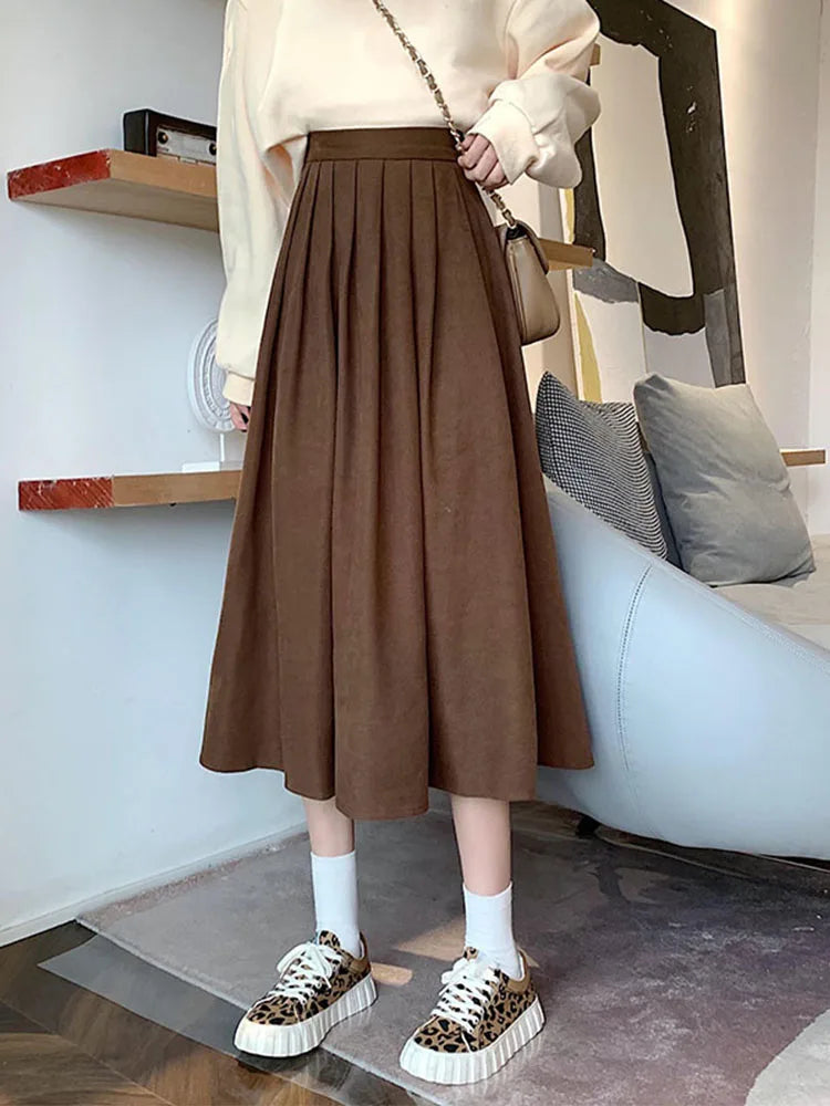 Korean College Thick A-line Skirt