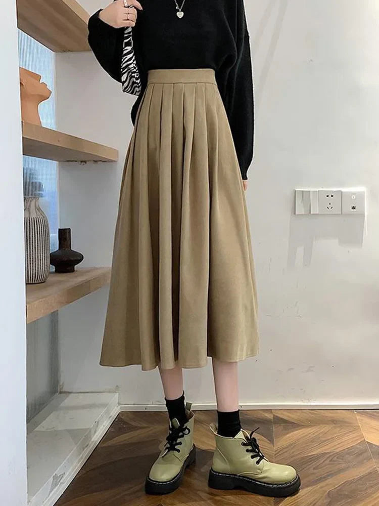 Korean College Thick A-line Skirt