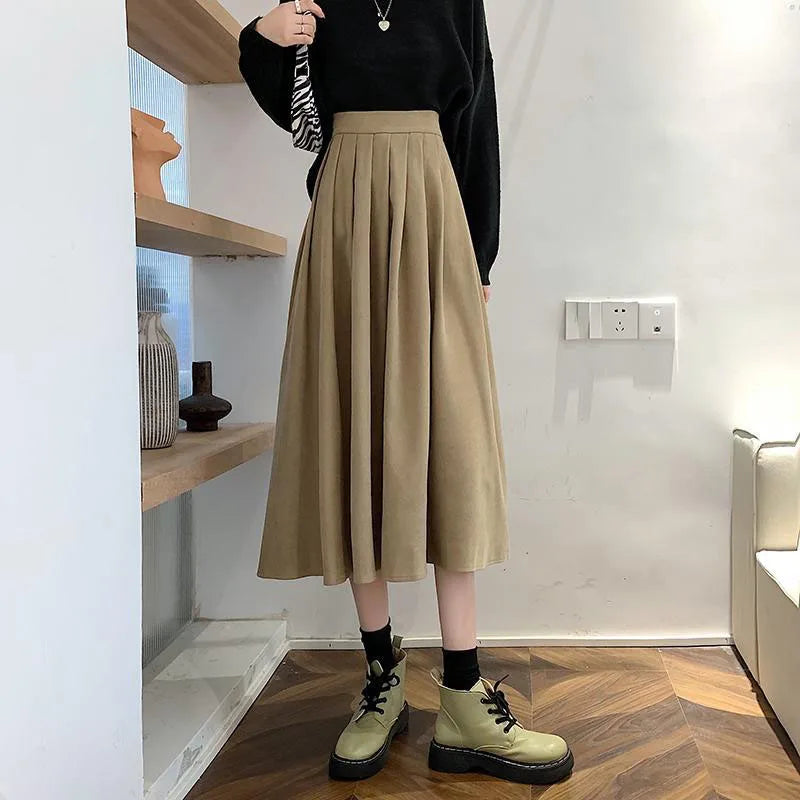 Korean College Thick A-line Skirt
