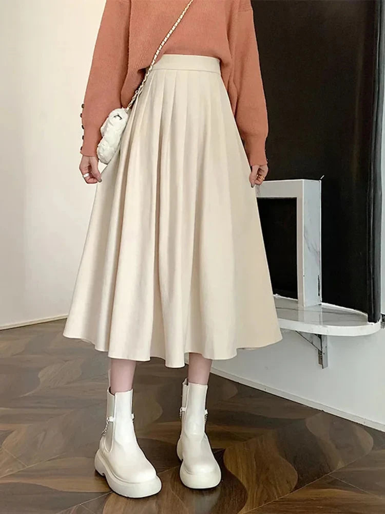 Korean College Thick A-line Skirt