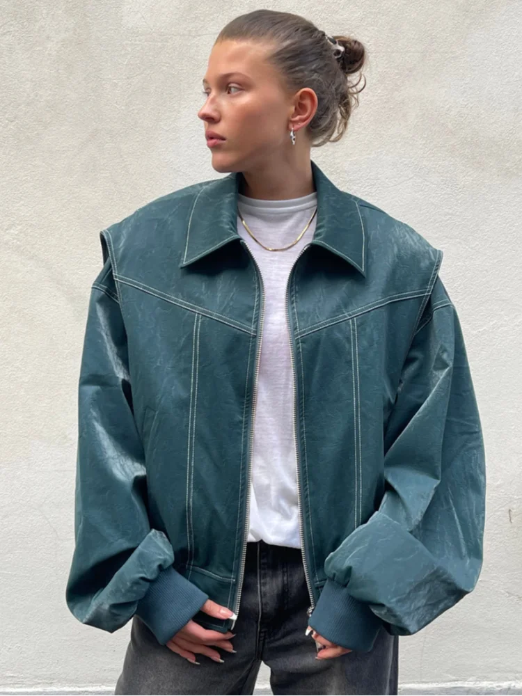 Patchwork PU Leather Mini Coat