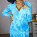 Turtleneck Tie Dye Zipper Slim Fit Party Dress