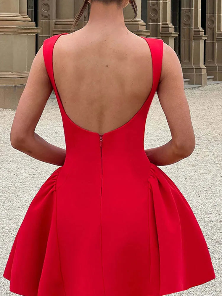 Backless A-Line Sleeveless Mini Party Dress