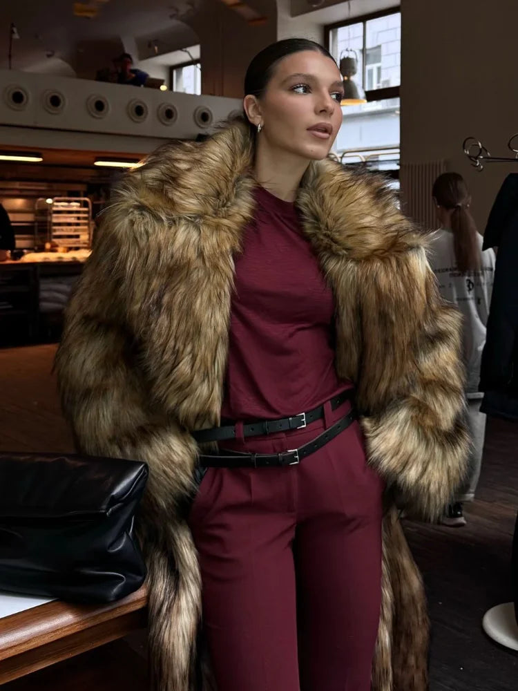 Plain Lapel Plush Thick Coat