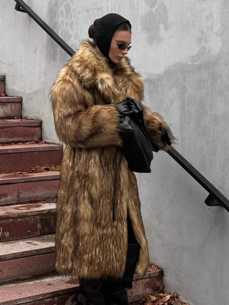 Plain Lapel Plush Thick Coat