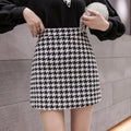Wool Plaid Buttocks Short Mini Skirt