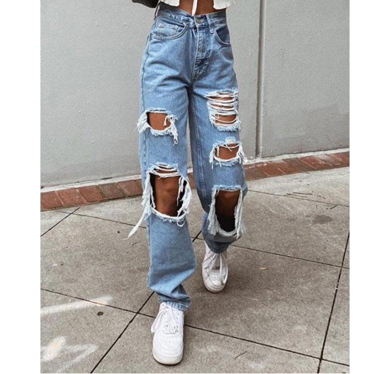 Loose Ripped Boyfriend Comfortable Fit Jean