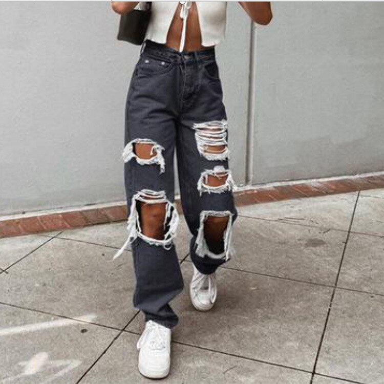Loose Ripped Boyfriend Comfortable Fit Jean