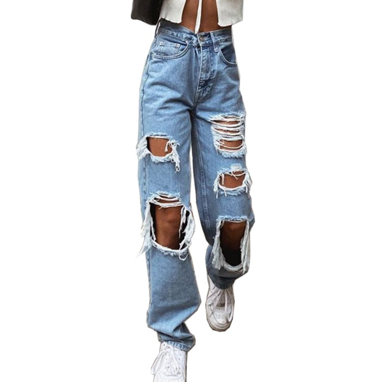 Loose Ripped Boyfriend Comfortable Fit Jean