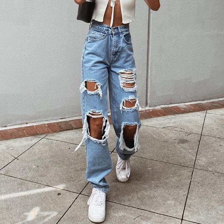 Loose Ripped Boyfriend Comfortable Fit Jean