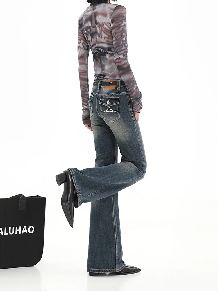 Vintage High Waist Street Flared Jean