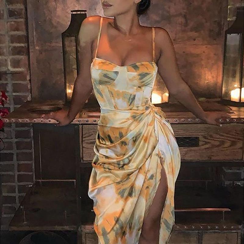 Floral Spaghetti Strap Bodycon Midi Dress