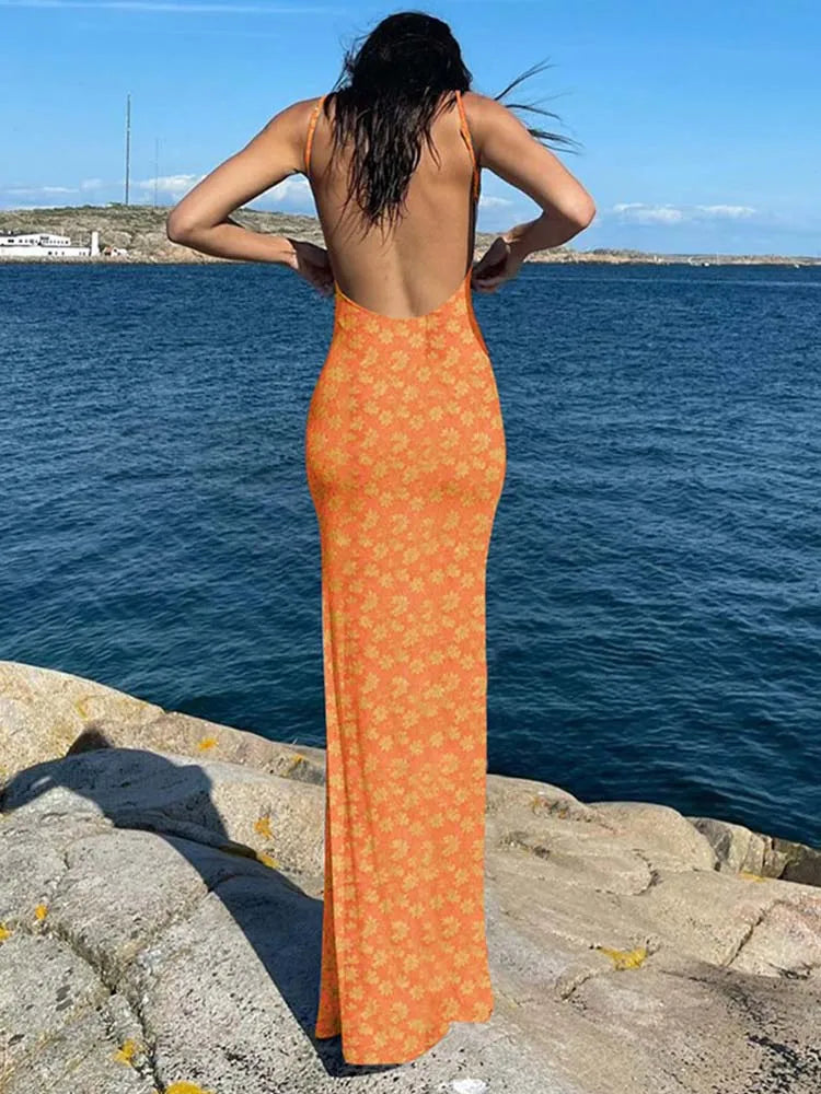Long Sleeve Backless Ruched Party Maxi Dress