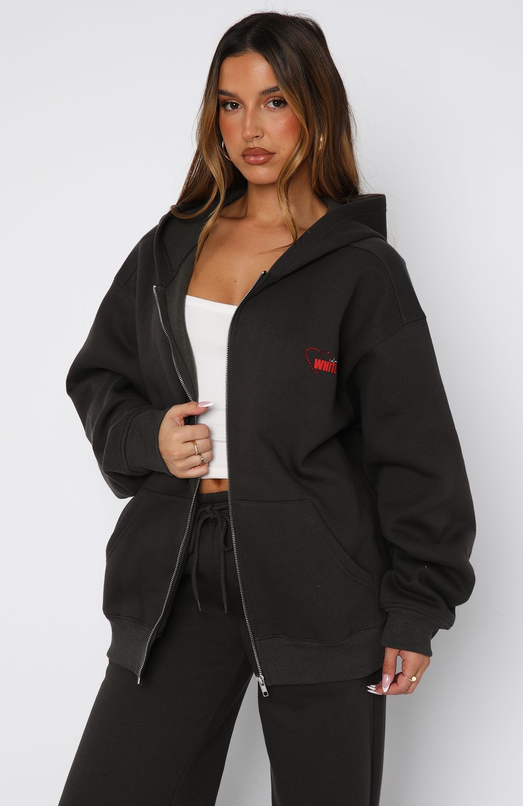 Best Ever Zip Charcoal Hoodie