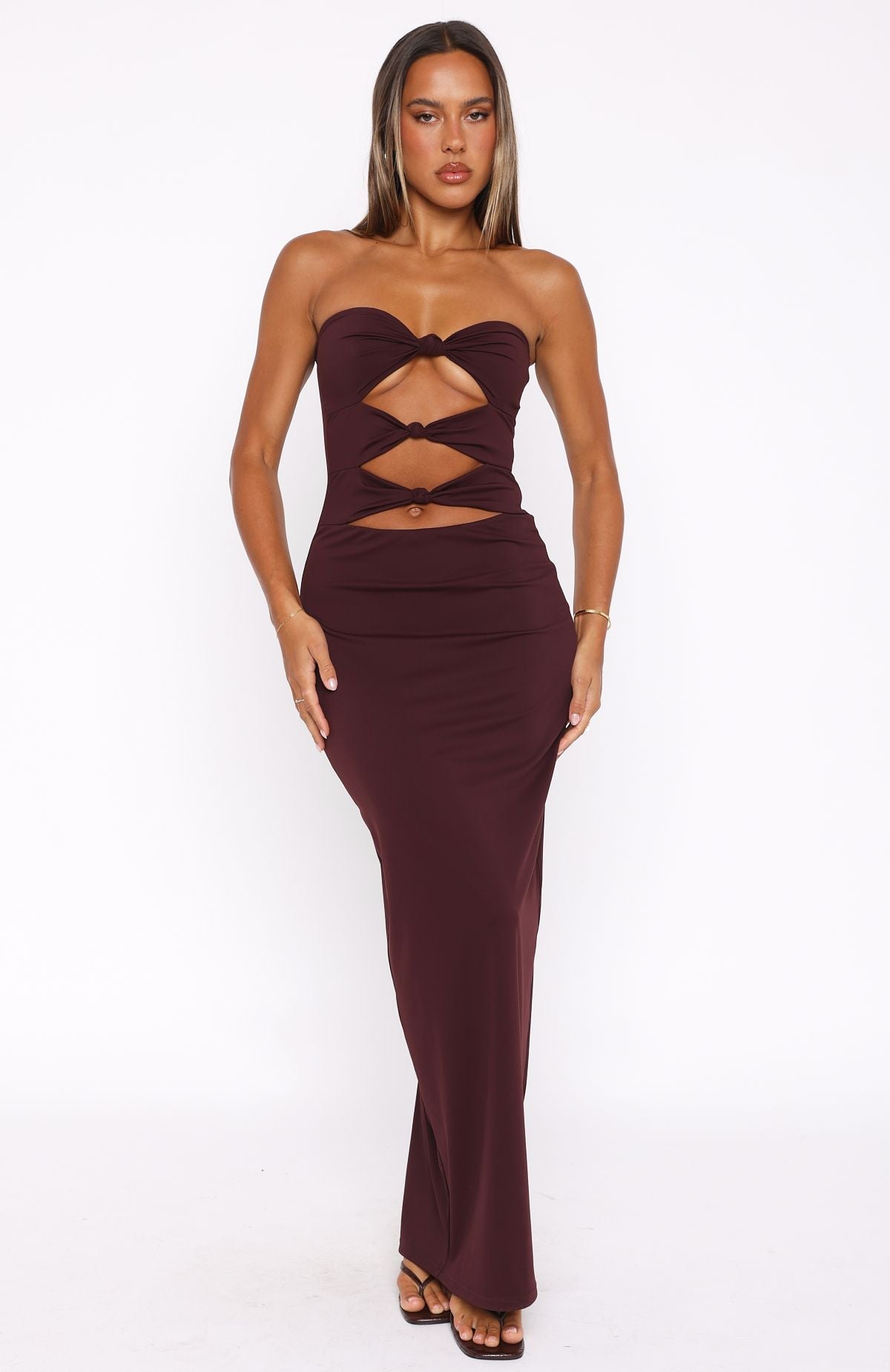 Chocolate Brown Graceful Love Maxi Dress