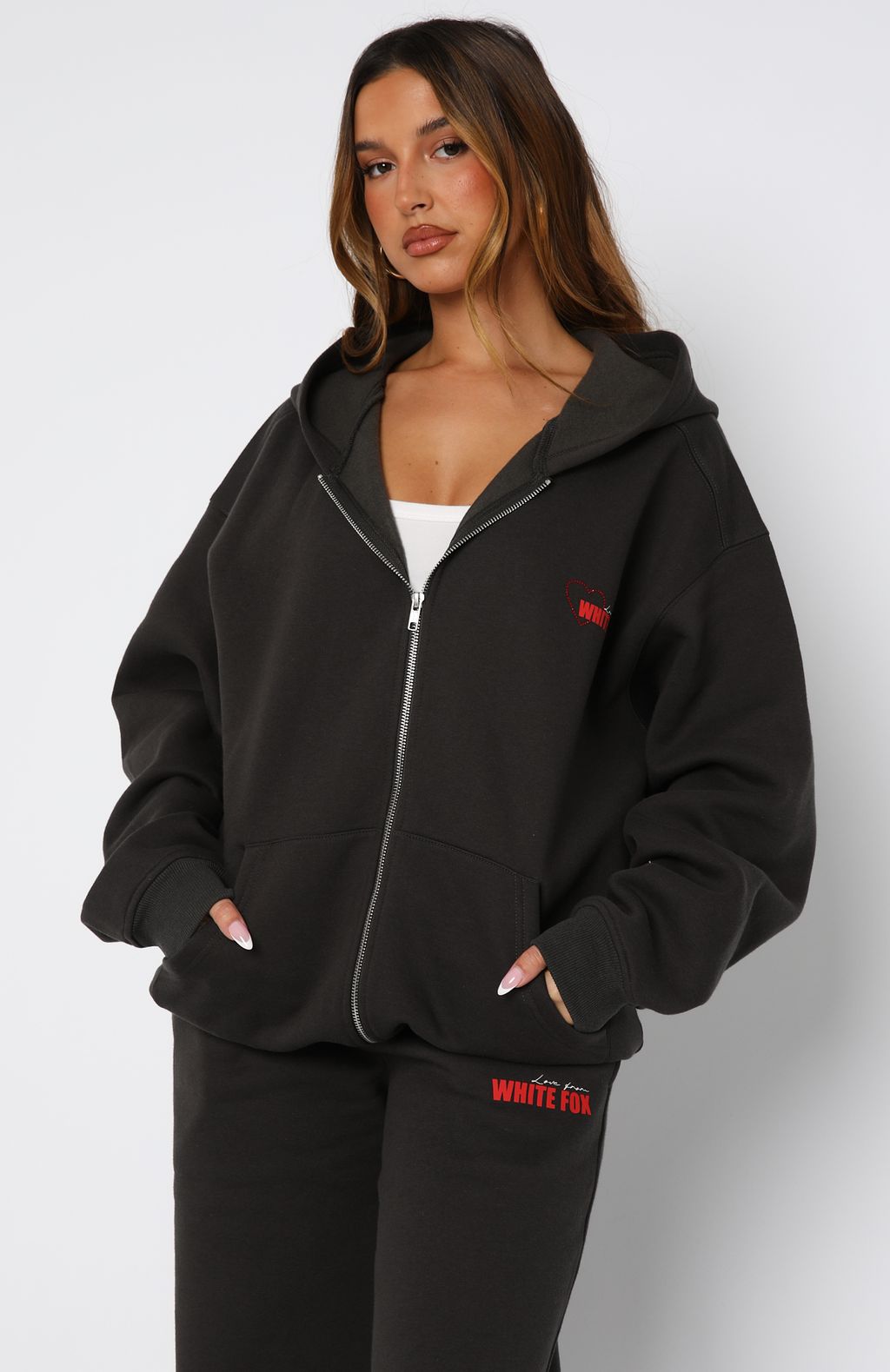 Best Ever Zip Charcoal Hoodie