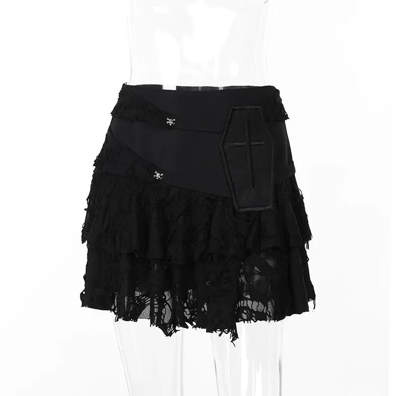 Lace Cake Summer Ripped Hole Versatile Mini Dress