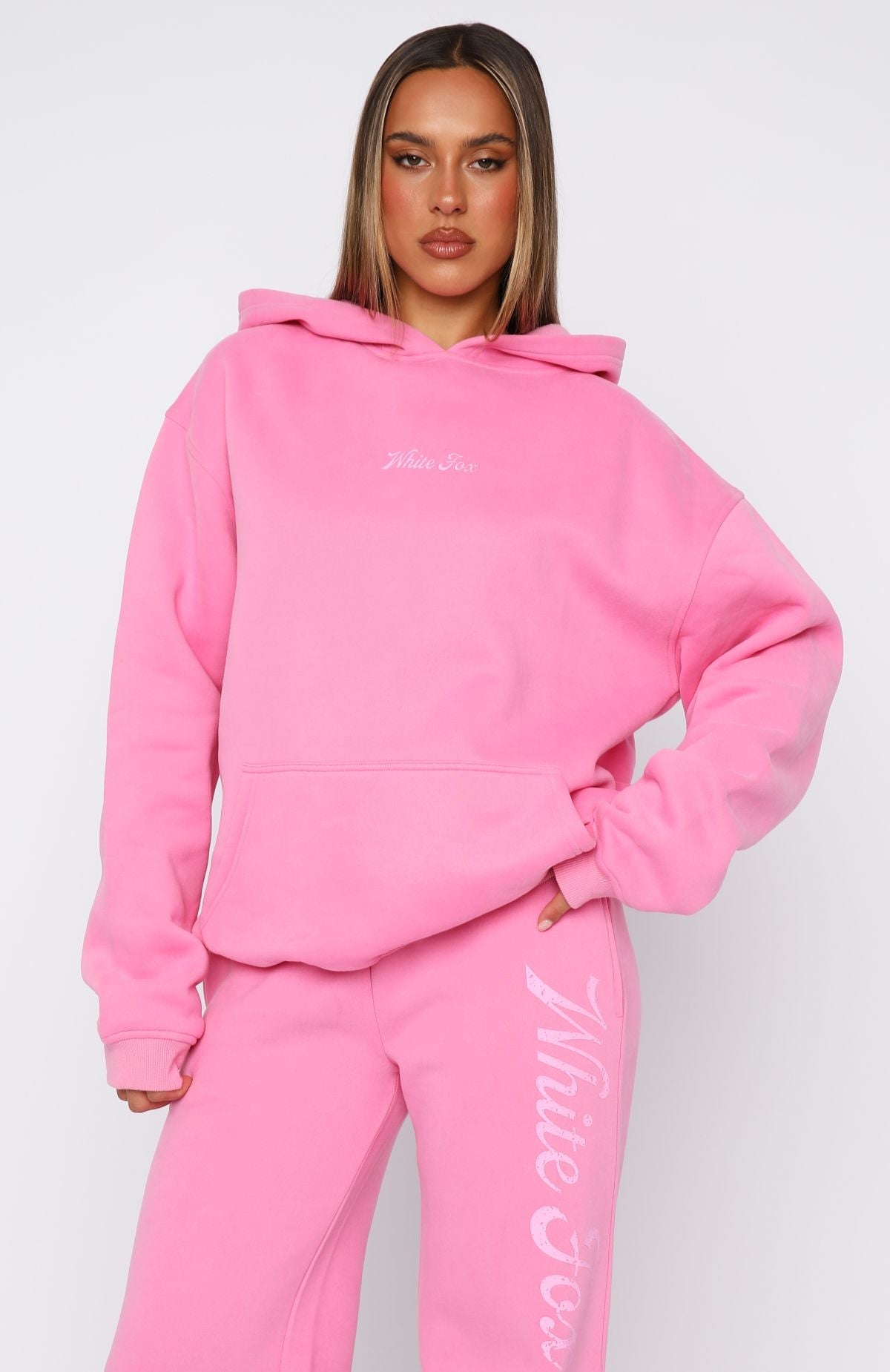 Good Life Back Graphic Oversized Pink Hoodie