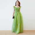 Bow Detail Ruched Bodice Long Party Dress