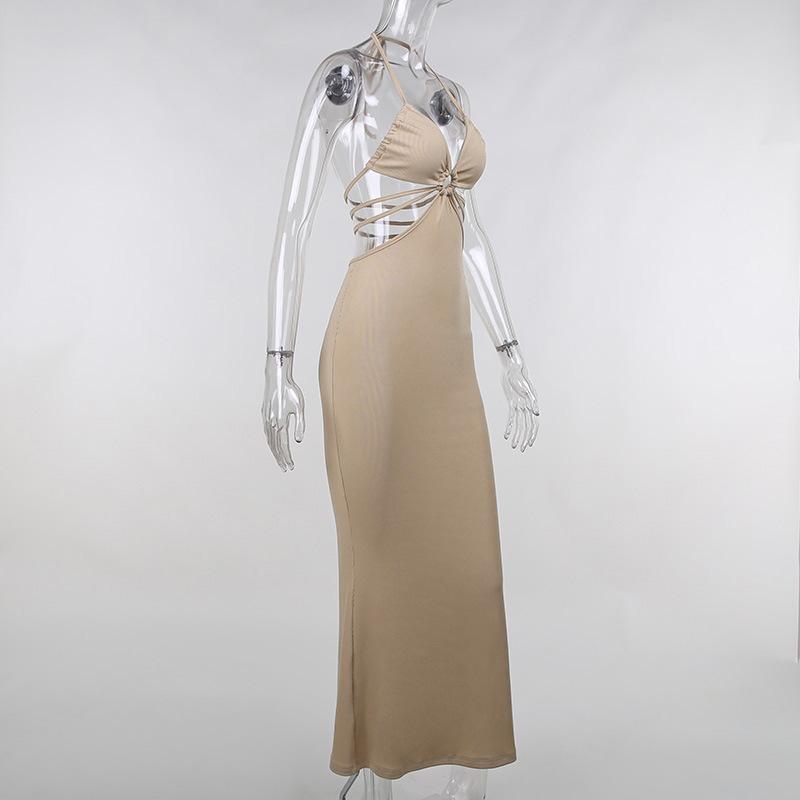 Backless Halter Sleek Long Maxi Dress