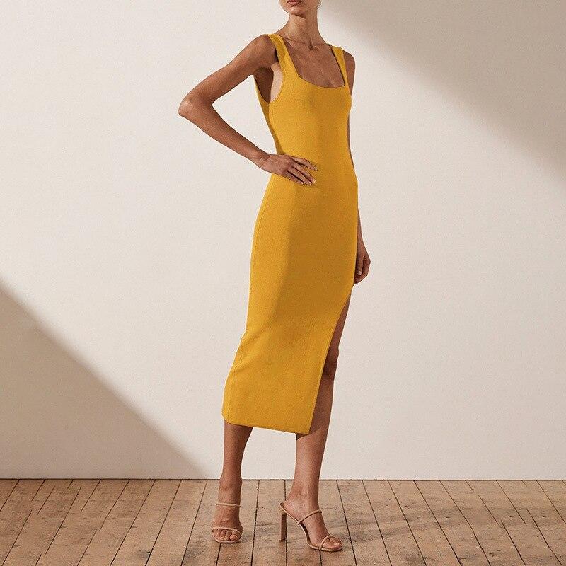 Sleeveless Backless Split Elegant Party Dress